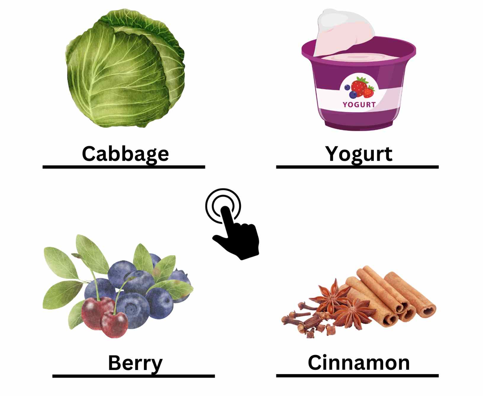 Cabbage, Yogurt, Berry, Cinnamon